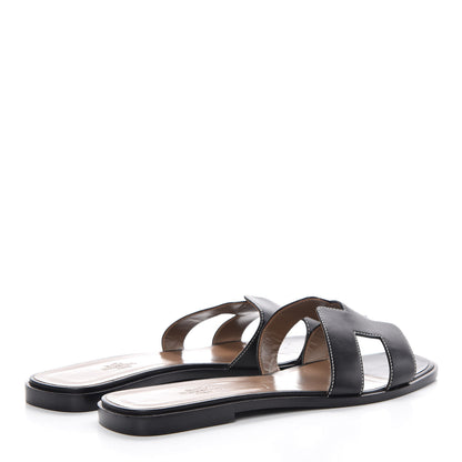 Hermes Box Calfskin Oran Sandals 42 Black 4 of 7