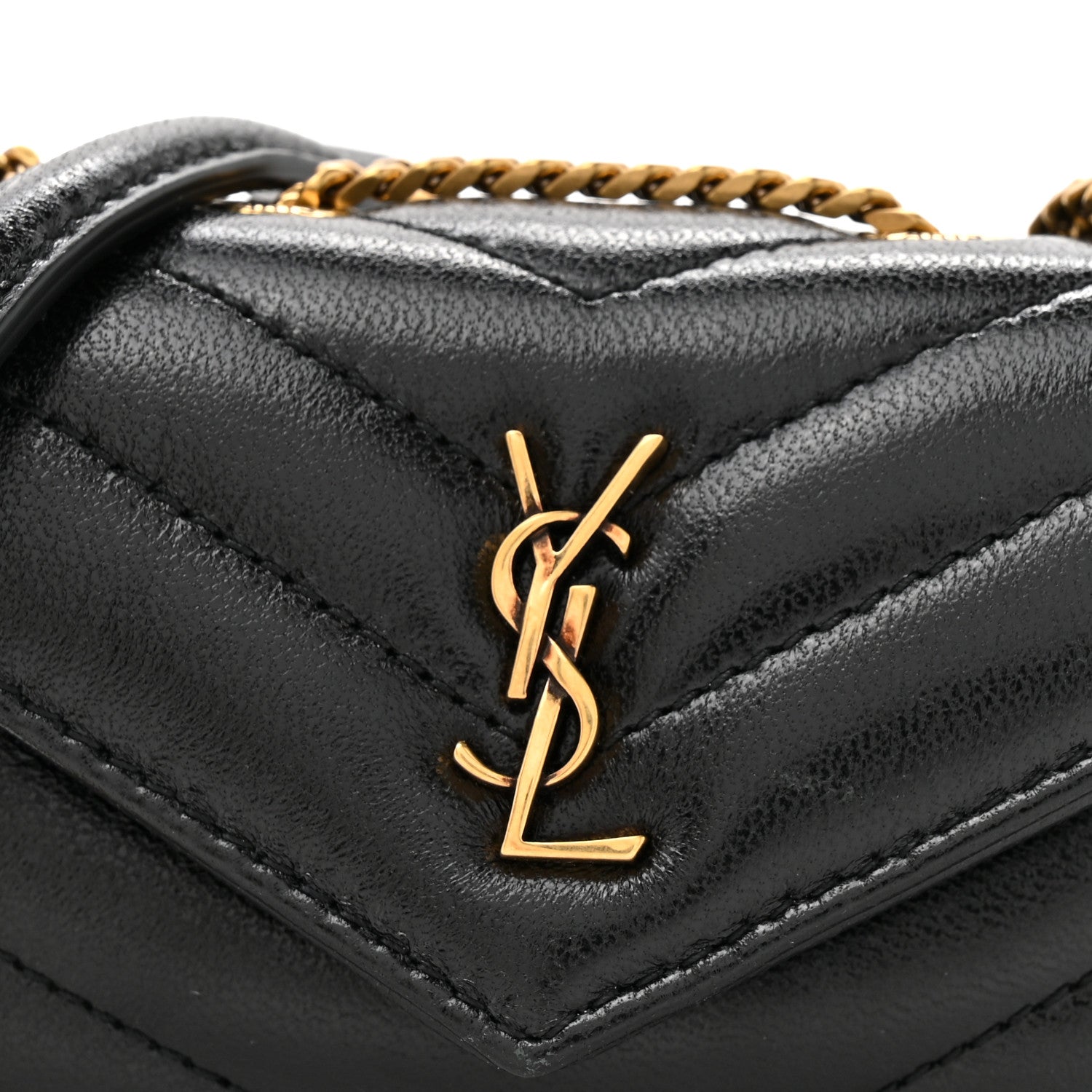 Saint Laurent Lambskin Chevron Quilted Micro LouLou Black 8 of 10