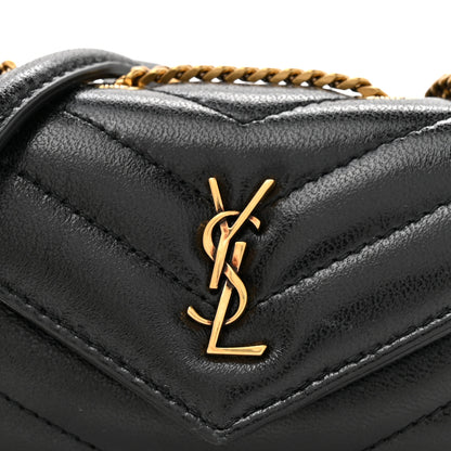 Saint Laurent Lambskin Chevron Quilted Micro LouLou Black 8 of 10