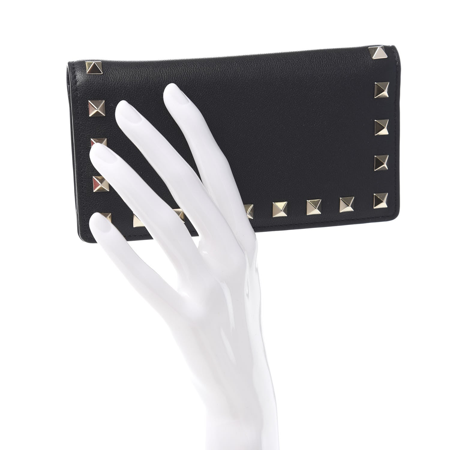 Valentino Garavani Vitello Rockstud Flap Wallet Black 2 of 7