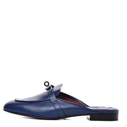 Hermes Calfskin Oz Mules 37.5 Bleu Maritime 1 of 7