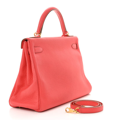 Hermes Togo Kelly Retourne 32 Rouge Pivoine 3 of 13