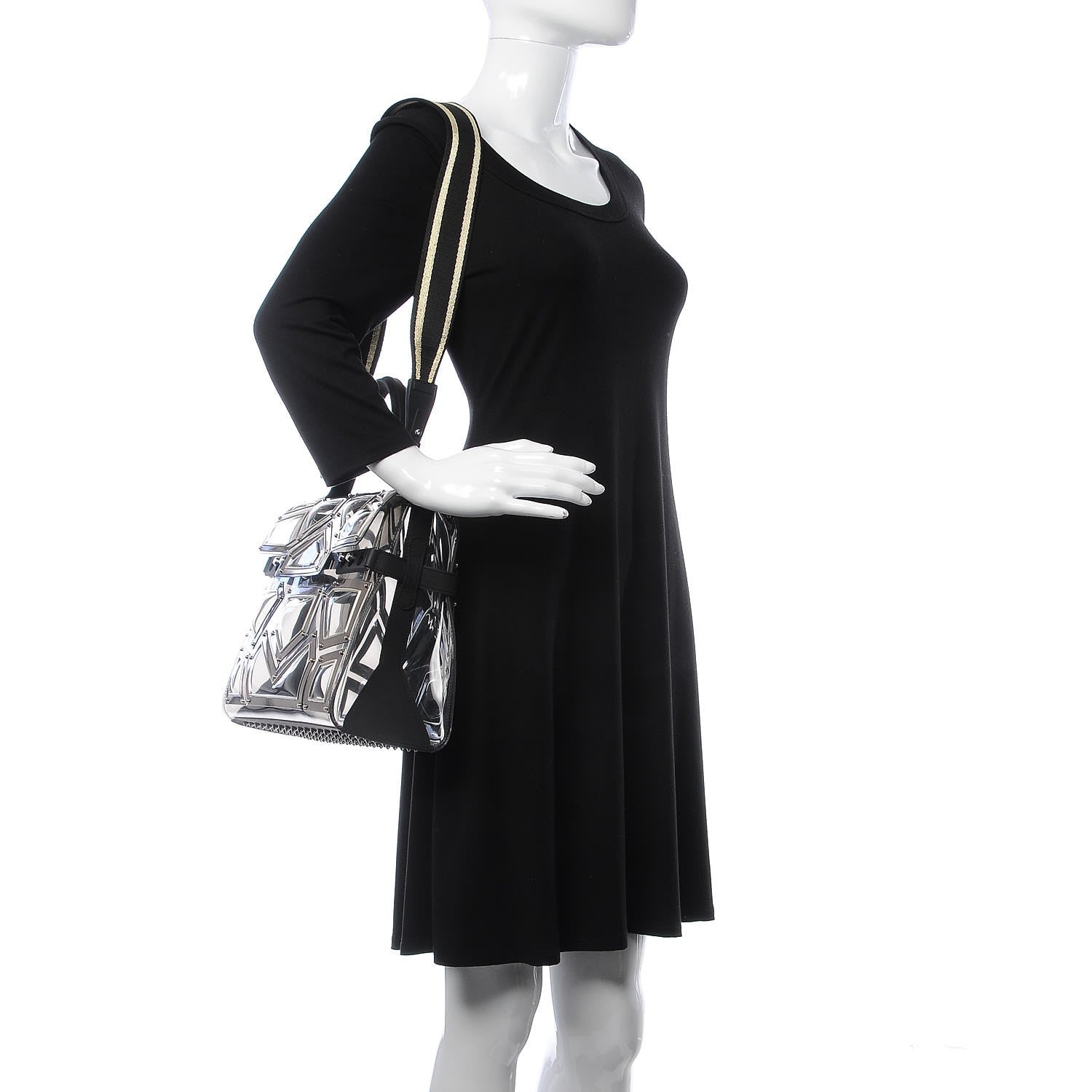 Delvaux Vinyl Gladiator Tempete Satchel Antique Silver Gold 3 of 8