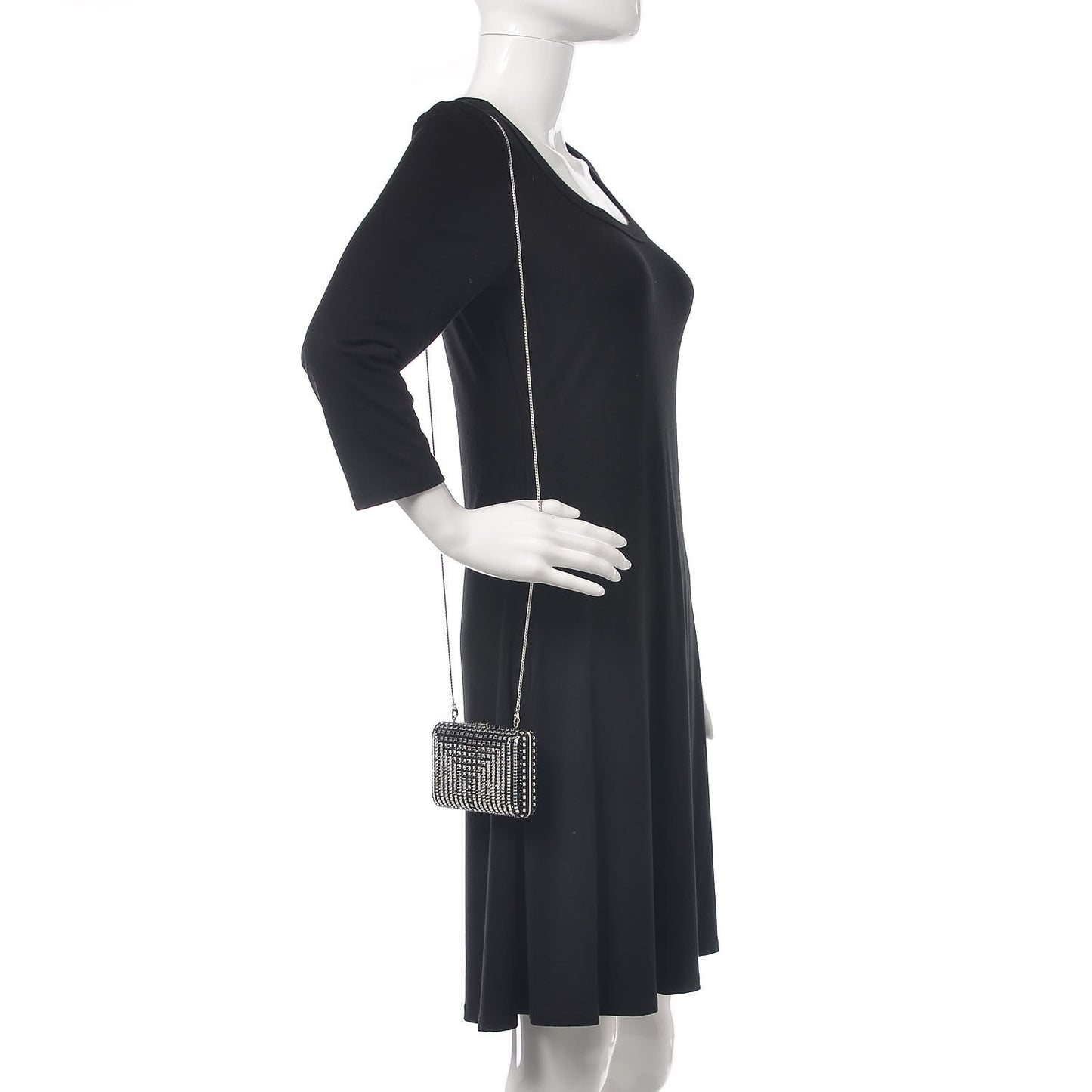 Crystal Minaudière Clutch Black Silver