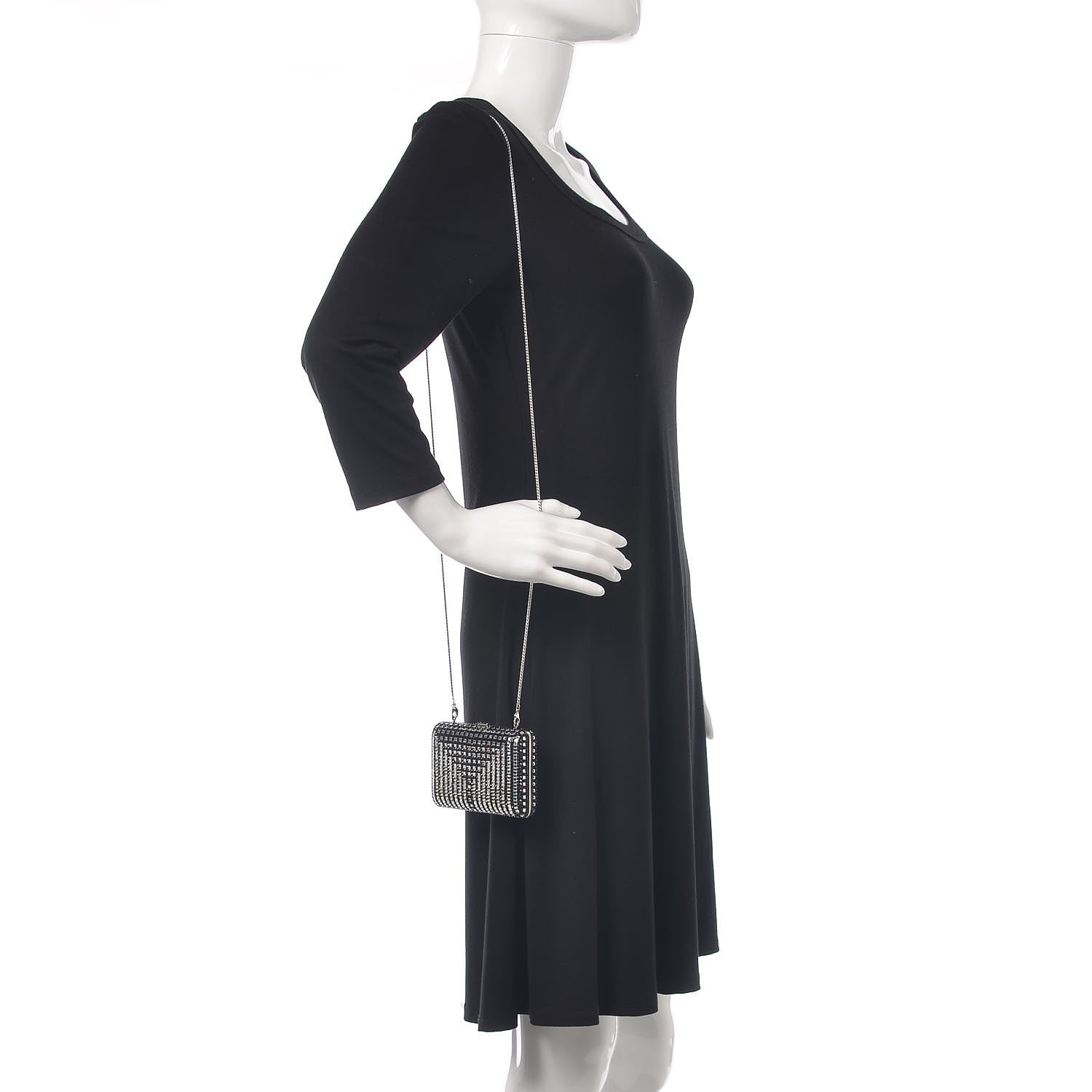 Judith Leiber Crystal Minaudière Clutch Black Silver 2 of 11