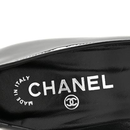 Chanel Patent Calfskin Bow Cap Toe CC Pumps 40 Black 8 of 9