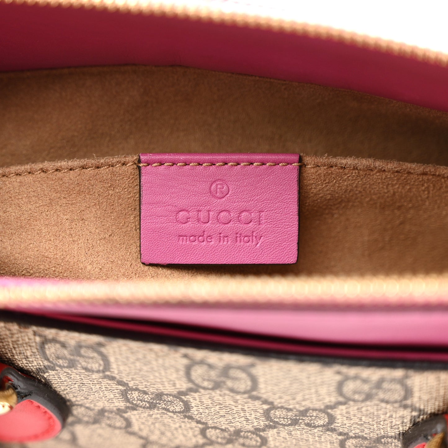 GG Supreme Monogram Mini Zip Top Tote Beige Dry Rose