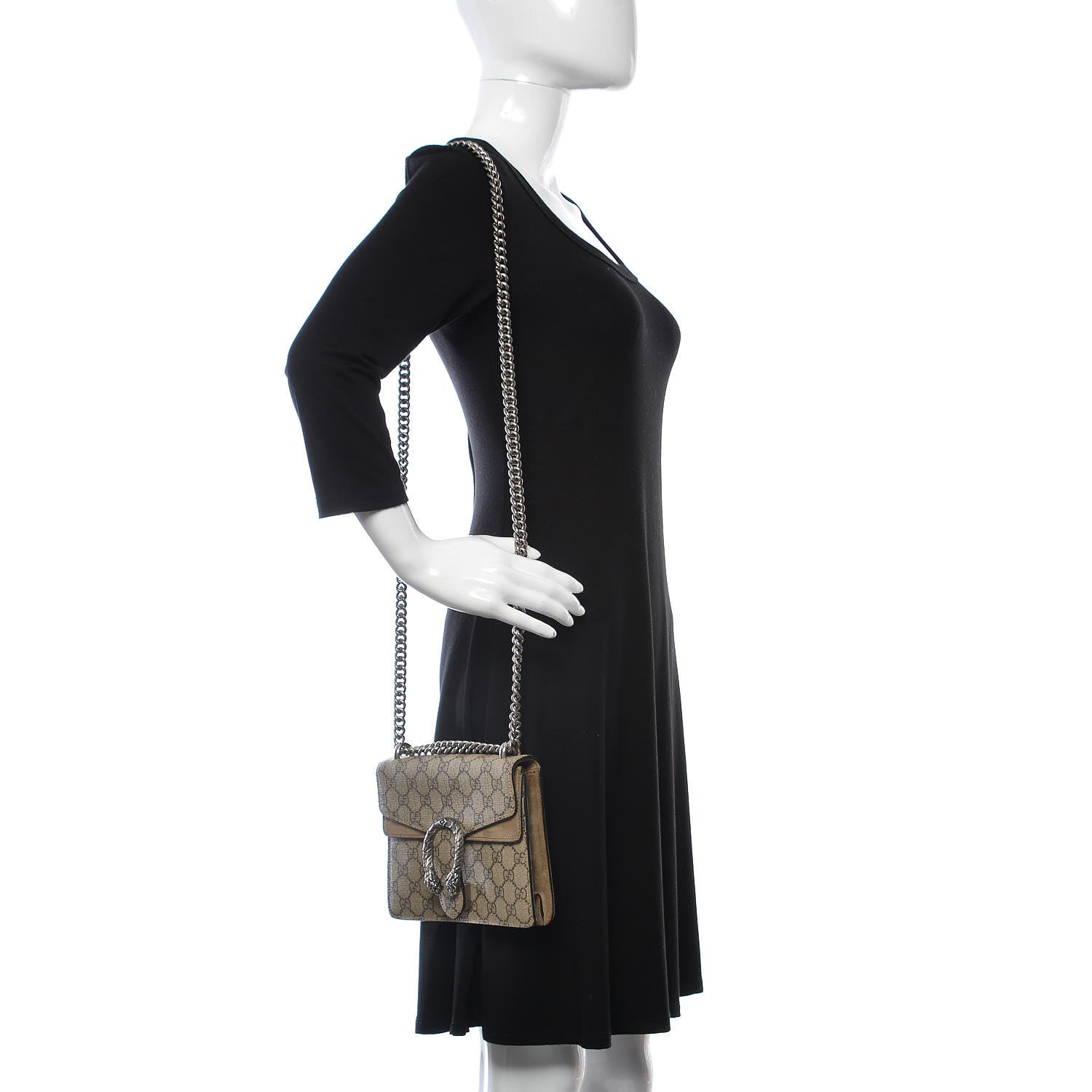 Gucci GG Supreme Monogram Mini Dionysus Shoulder Bag Taupe 2 of 12