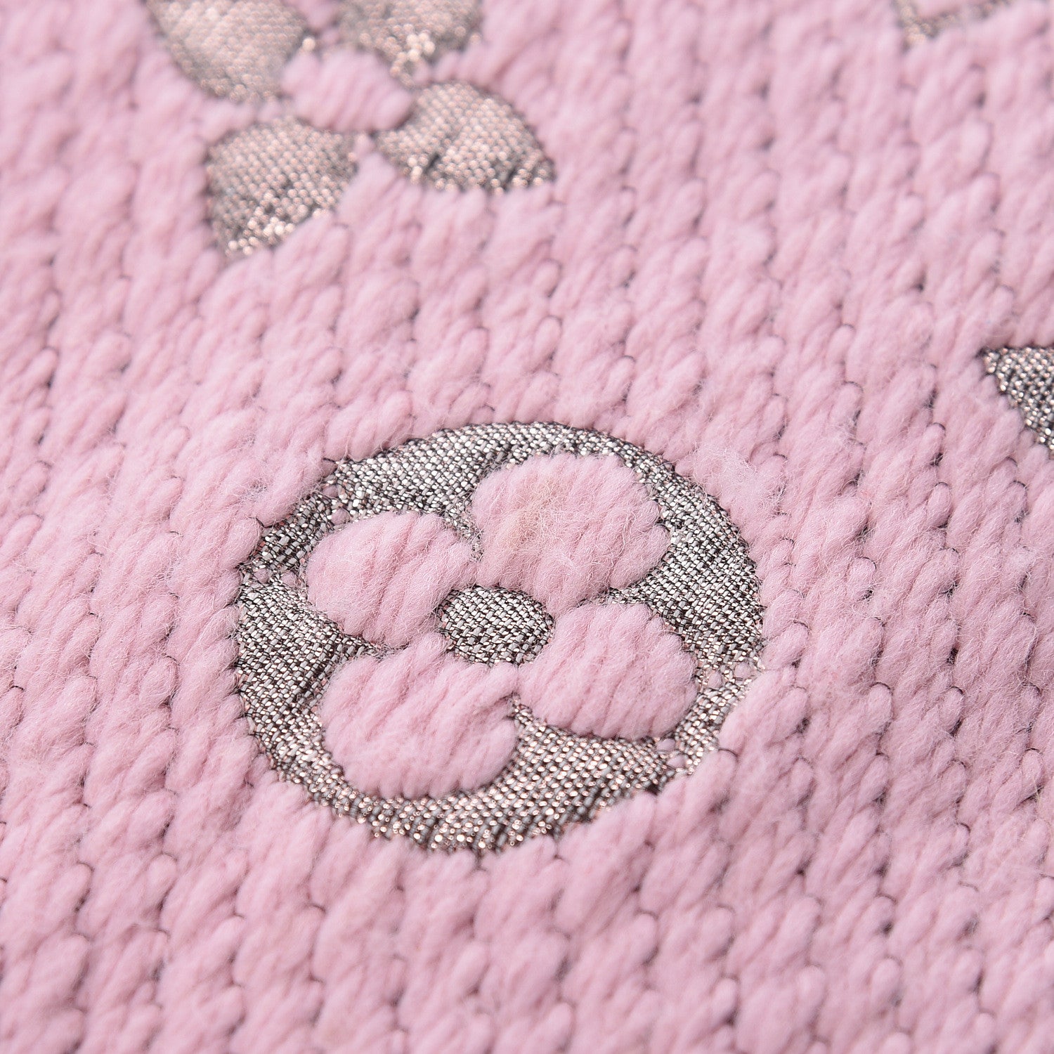 Louis Vuitton Wool Silk Logomania Shine Scarf Pink 5 of 5