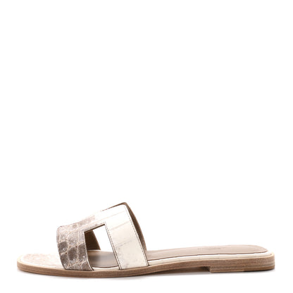 Hermes Matte Niloticus Crocodile Himalaya Oran Sandals 36 Blanc 40 1 of 11
