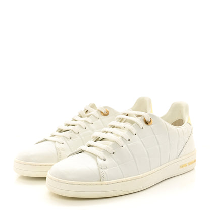 Louis Vuitton Calfskin Crocodile Embossed Frontrow Sneakers 38 White 3 of 13
