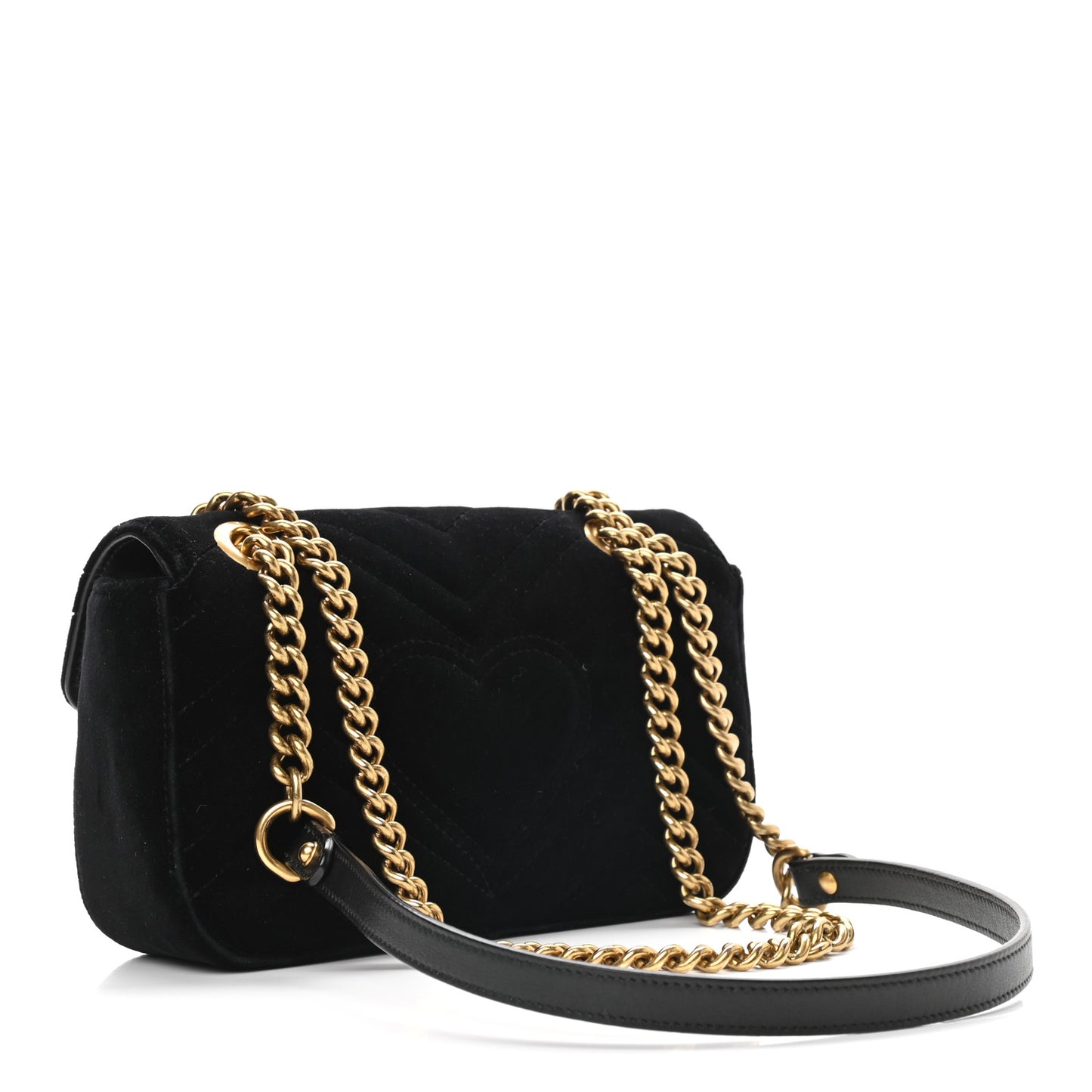 Velvet Matelasse Mini GG Marmont Shoulder Bag Black