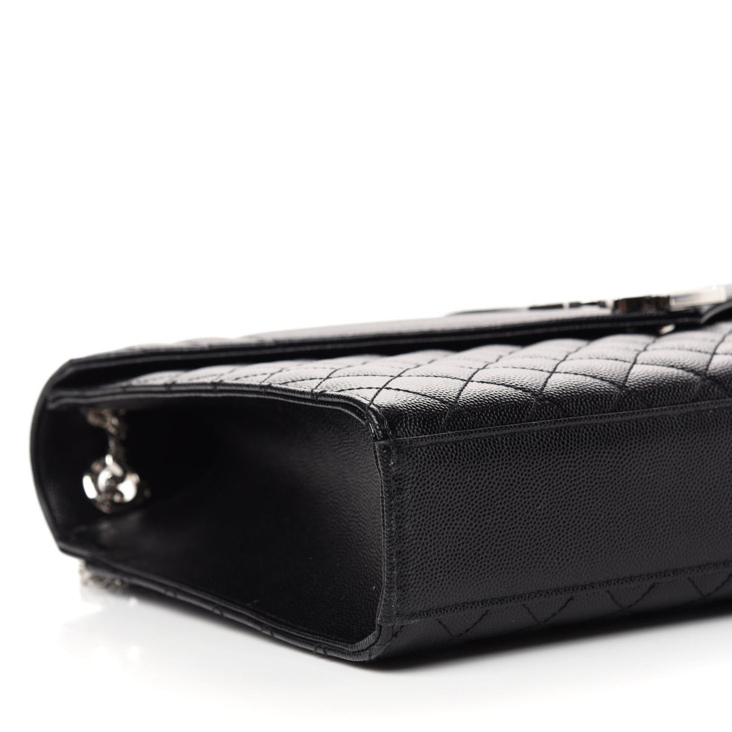 Grain De Poudre Textured Mixed Matelasse Large Triquilt Monogram Satchel Black
