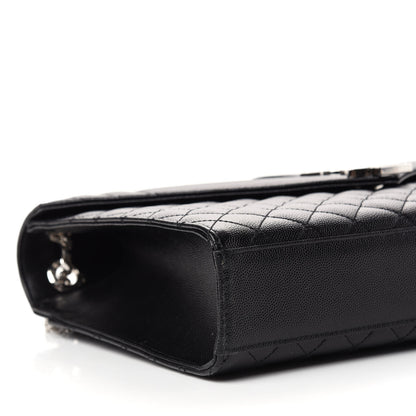 Saint Laurent Grain De Poudre Textured Mixed Matelasse Large Triquilt Monogram Satchel Black 8 of 10