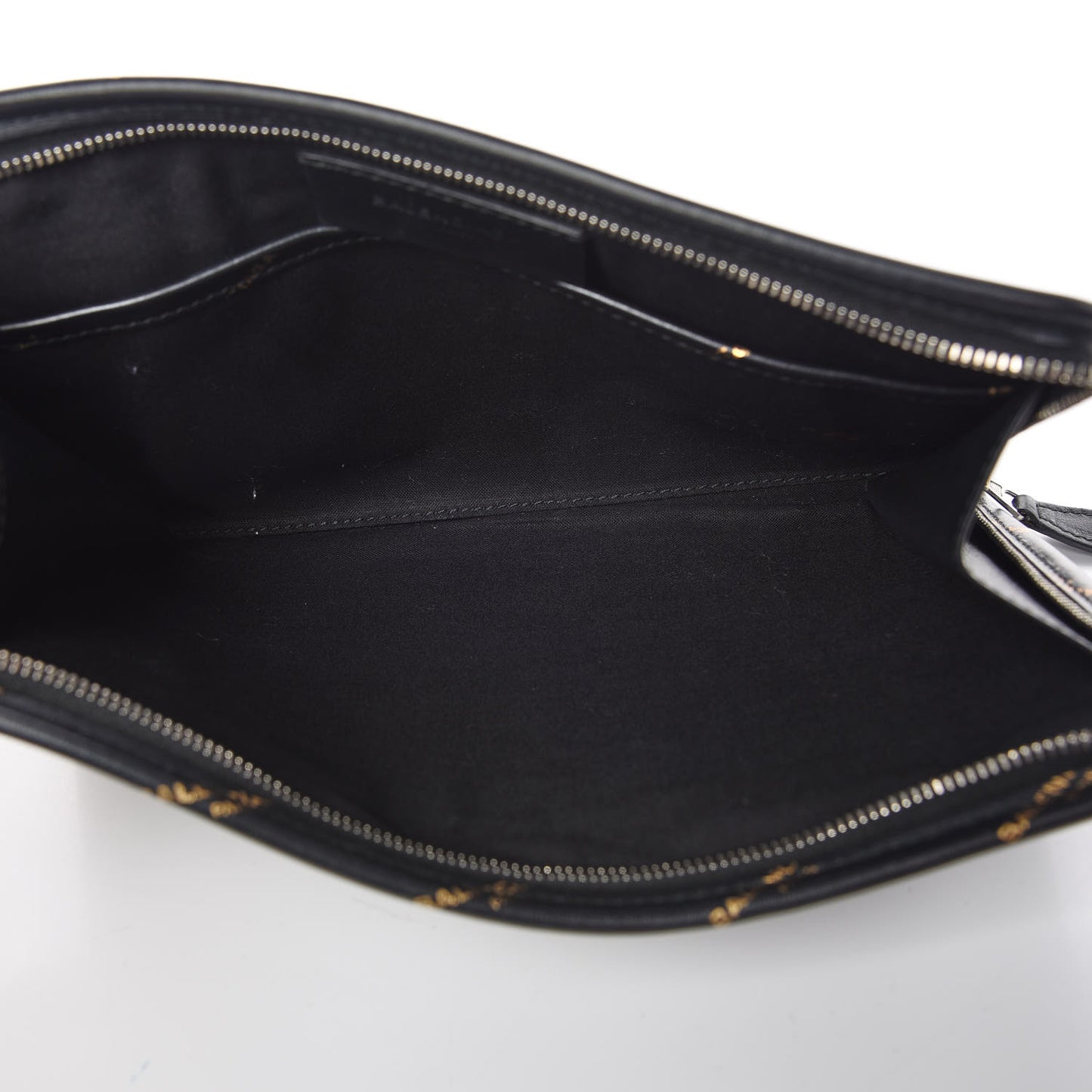 Calfskin Allover Logo Mini Bazar Pouch Black Gold