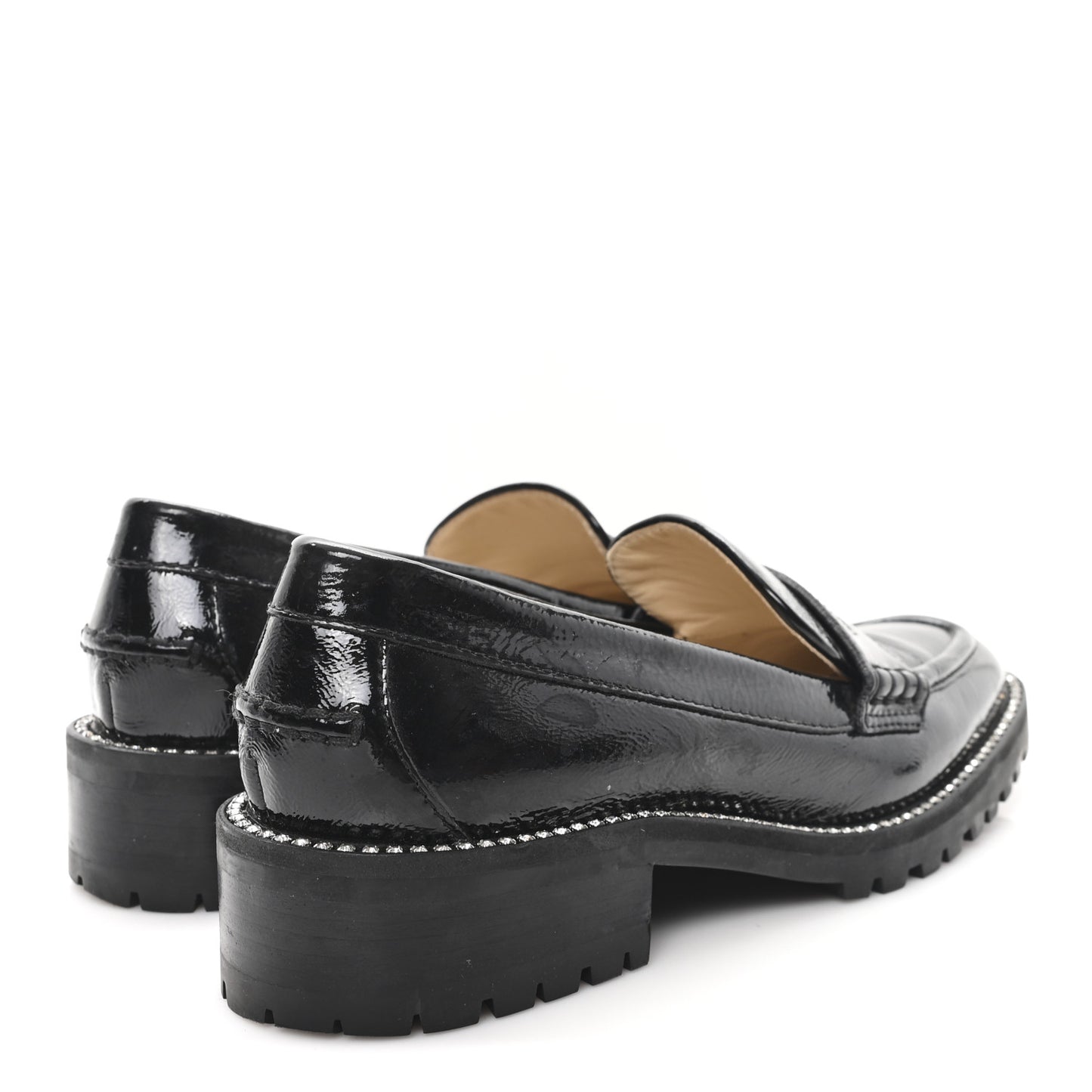 Naplack Crystal Welt Deanna 30 Penny Loafers 38.5 Black
