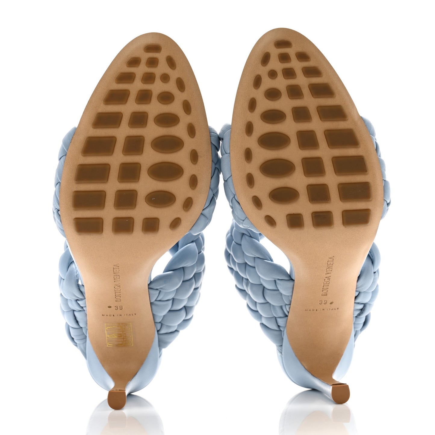 Nappa Twisted Padded Intrecciato Curve Slide Sandals 39 Ice