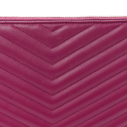 Saint Laurent Calfskin Matelasse Chevron Monogram Document Holder Dark Grape 12 of 14