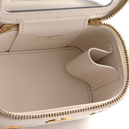 Chanel Caviar Quilted Enamel Coco Casino Mini Vanity Case With Chain White 5 of 11