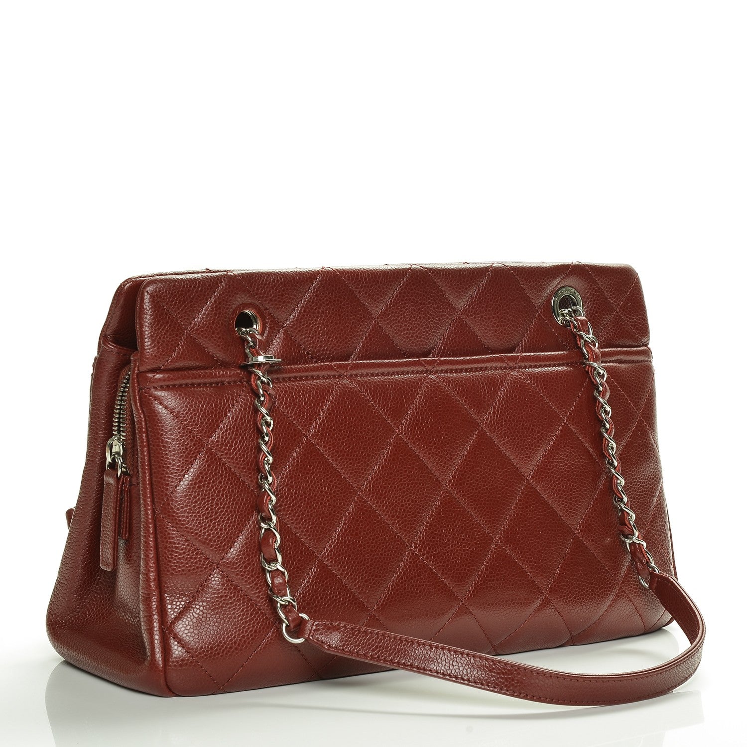 Chanel Caviar Quilted Timeless CC Soft Tote Dark Red 3 of 7