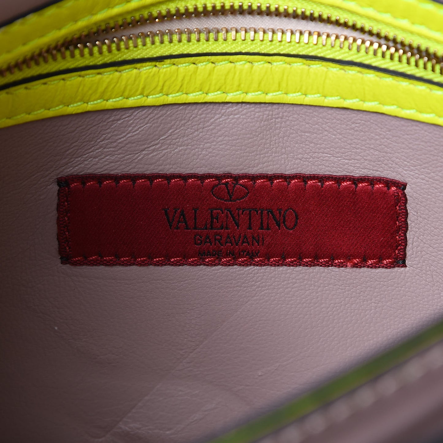 Nappa Rockstud Wristlet Clutch Yellow Fluo