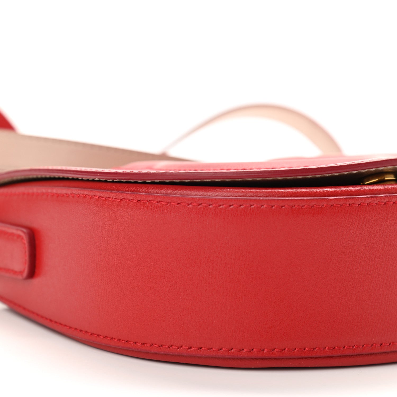 Salvatore Ferragamo Calfskin Gancio City Saddle Bag Red 8 of 9