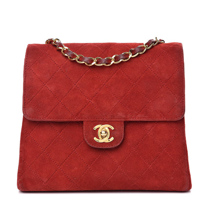 Chanel Suede Quilted Mini Square Flap Red 1 of 17