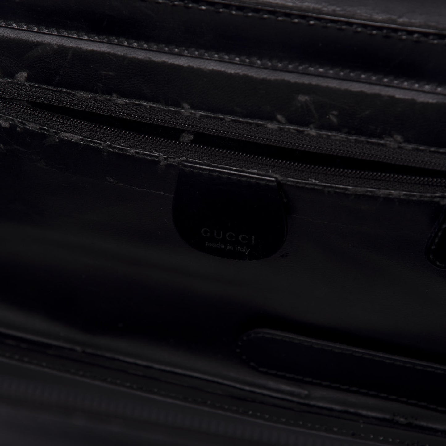 Patent Calfskin Bamboo Cosmetic Case Black