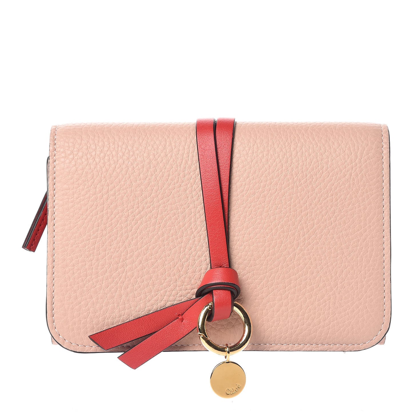 Calfskin Alphabet Compact Wallet Blush Nude