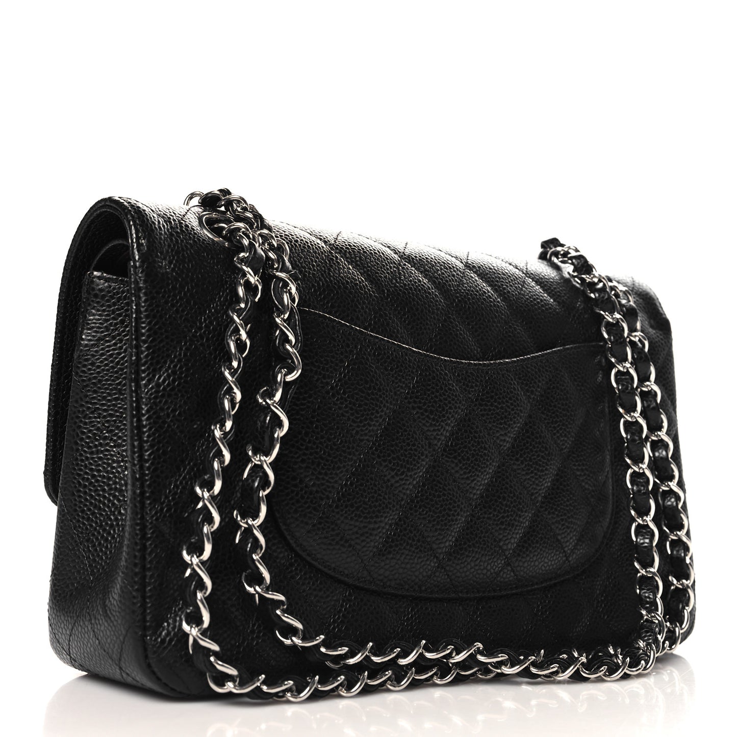 Caviar Quilted Medium Double Flap Black