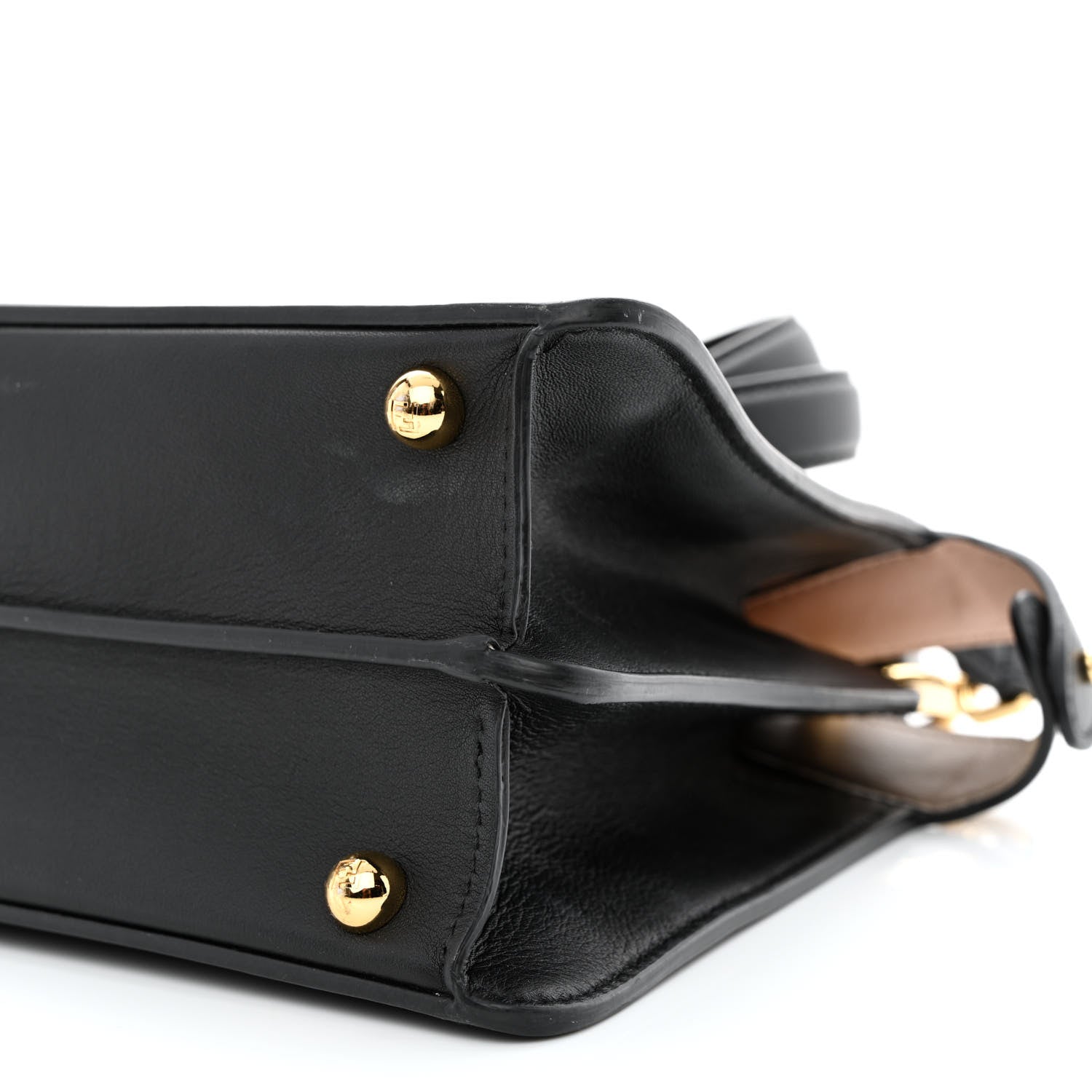 Fendi Vitello Seta Nappa Bi-Color Small Peekaboo I SEE U Satchel Black Light Rose Tortora 11 of 11