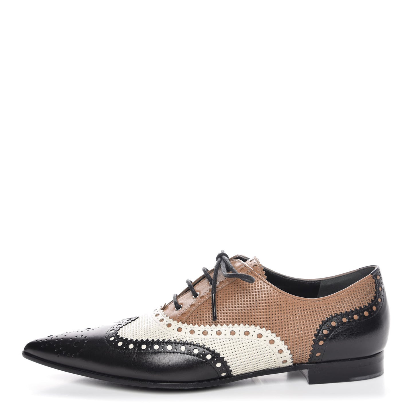 Malaga Kid Womens Gia Brogue Lace Up Loafers 37.5 Black Brown