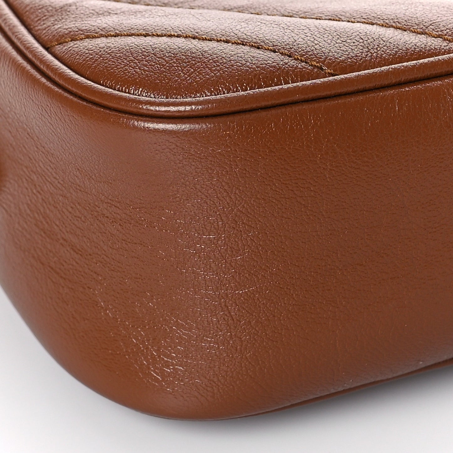 Glazed Calfskin Matelasse Diagonal Small GG Marmont Chain Shoulder Bag Cuir