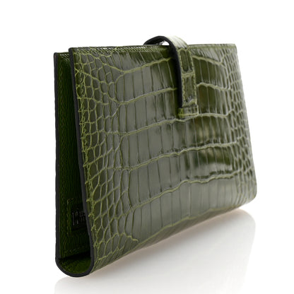Hermes Shiny Alligator Bearn Wallet Cactus 3 of 8