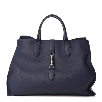 Gucci Soft Calfskin Medium Jackie Top Handle Bag Classic Blue Marine 1 of 15