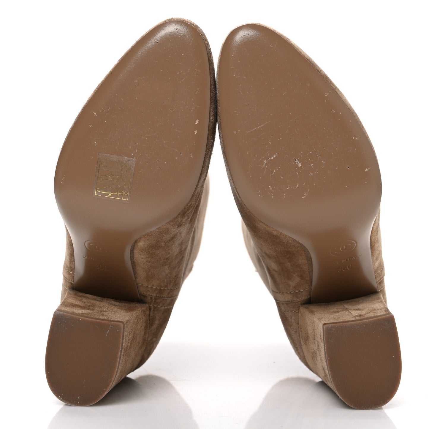 Suede Calfskin Fabric Short Boots 36 Brown