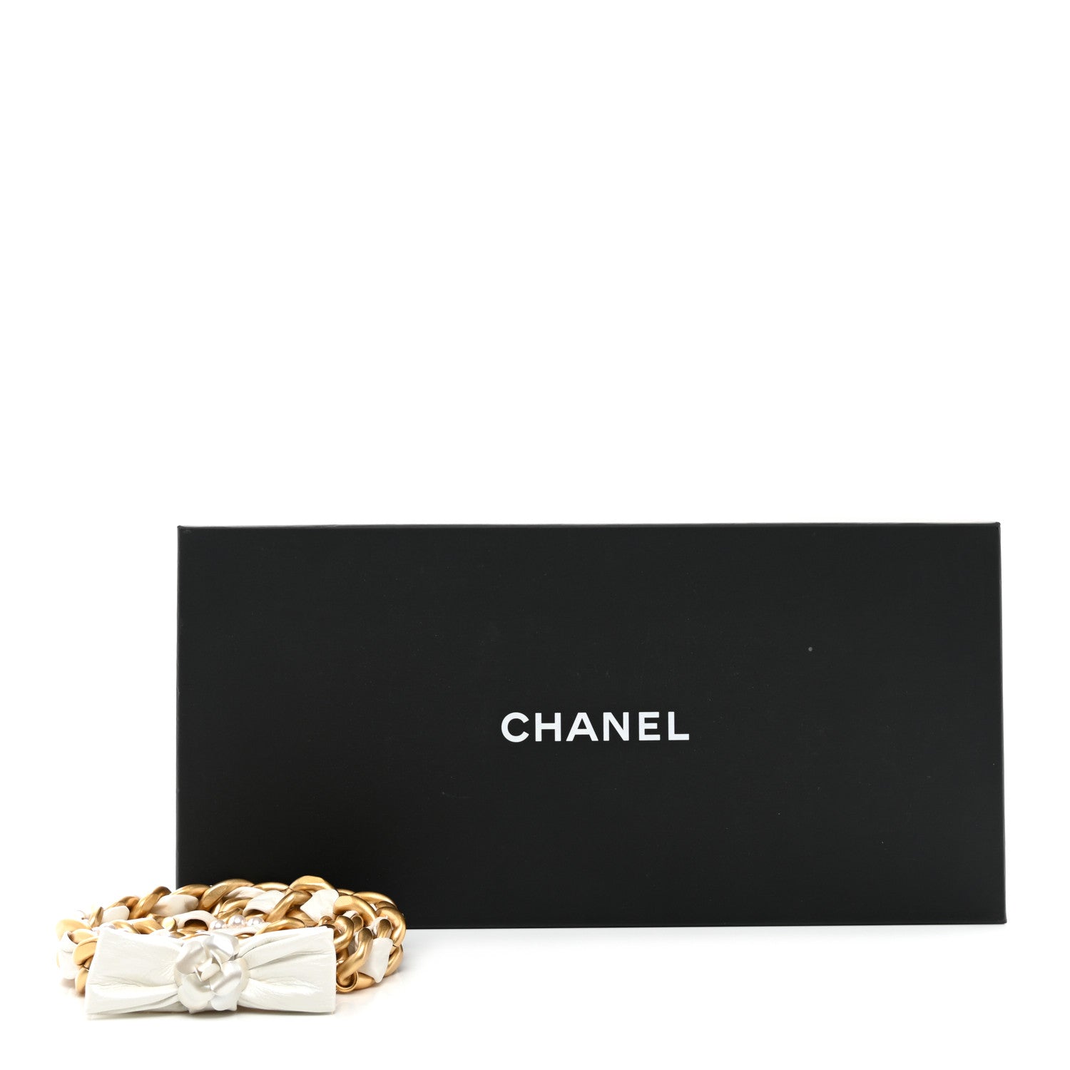 Chanel Metal Crystal Pearl 90s Camellia CC Chain Belt Gold White 4 of 4