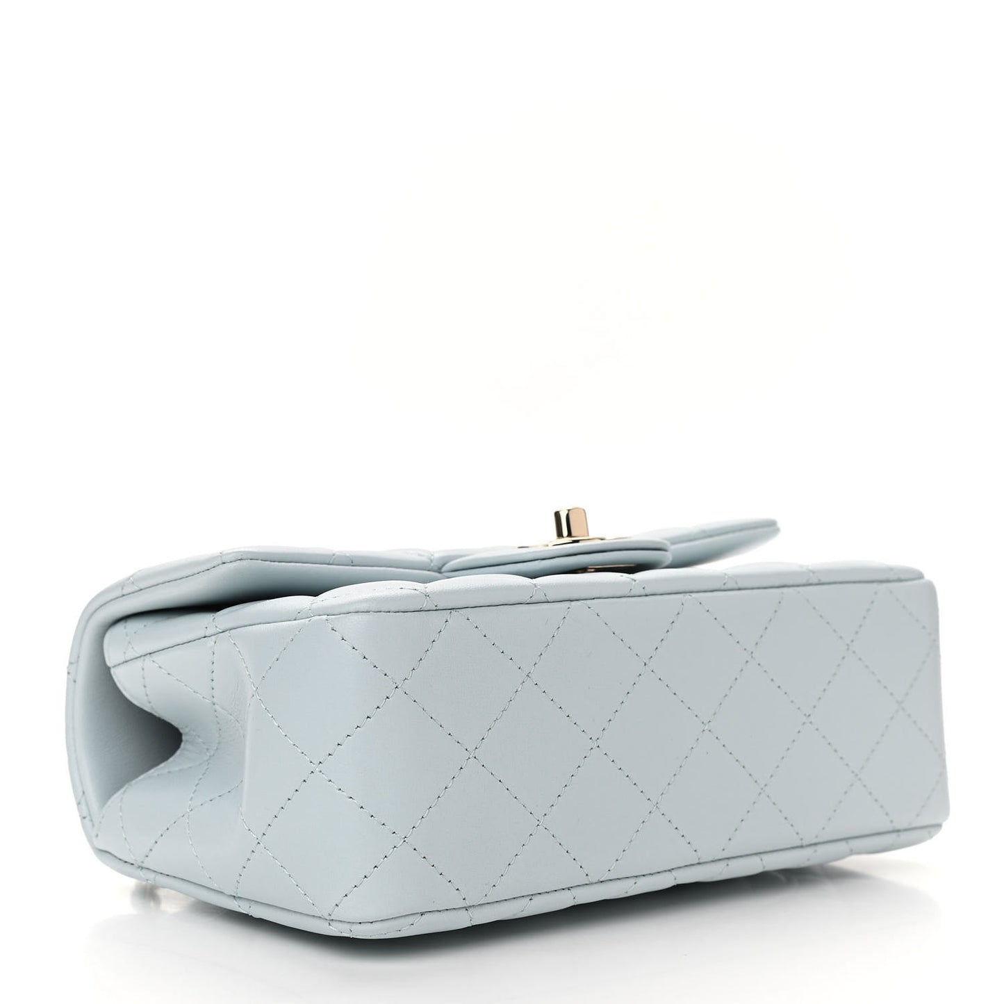 Lambskin Quilted Mini Top Handle Rectangular Flap Light Blue