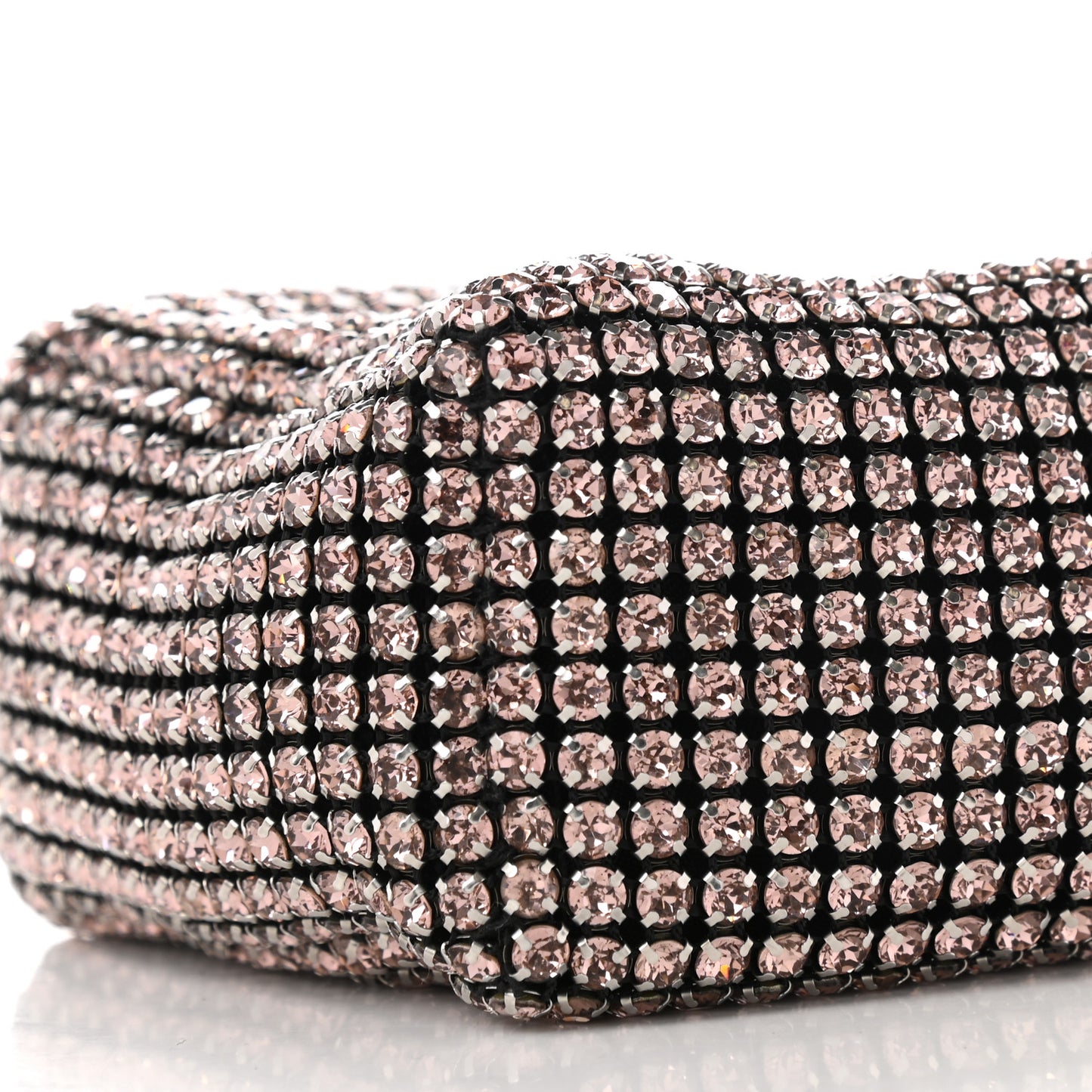 Mesh Crystal Rhinestone Mini Heiress Pouch Pink