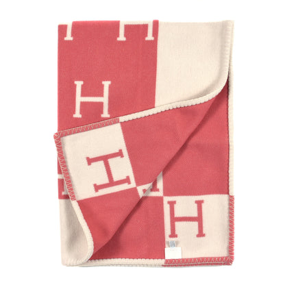 Hermes Wool Cashmere Avalon Baby Blanket Rose Airelle White 2 of 3