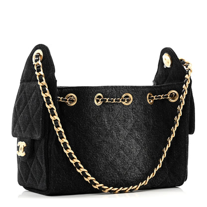Chanel Washed Denim Quilted Mini Chanel 25 Handbag Black 3 of 11