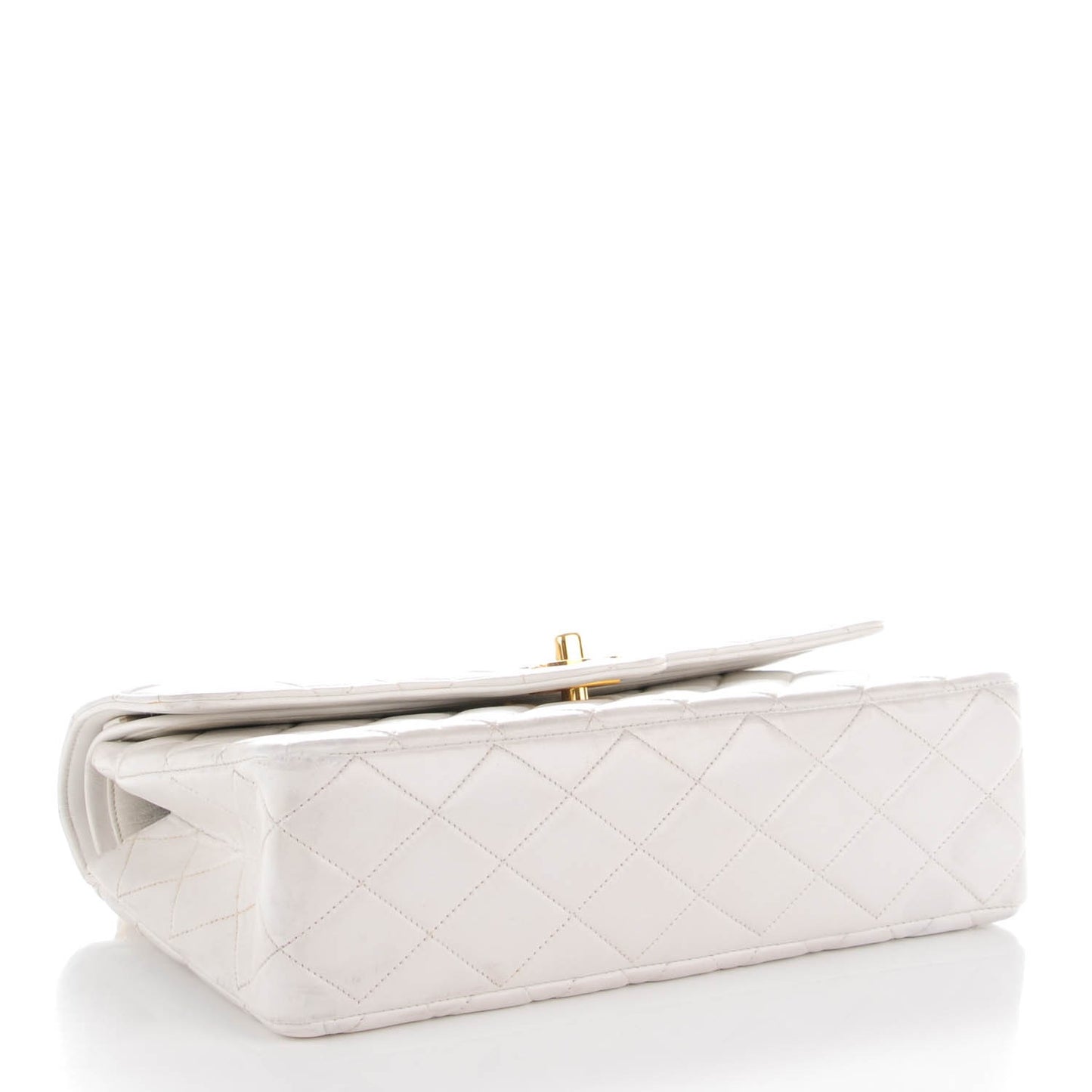 Lambskin Quilted Medium Double Flap White