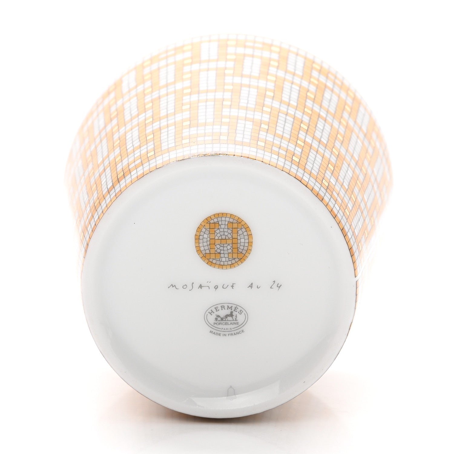 Hermes Porcelain Mosaique Au 24 Porcelain Candle Tumbler Gold 5 of 7