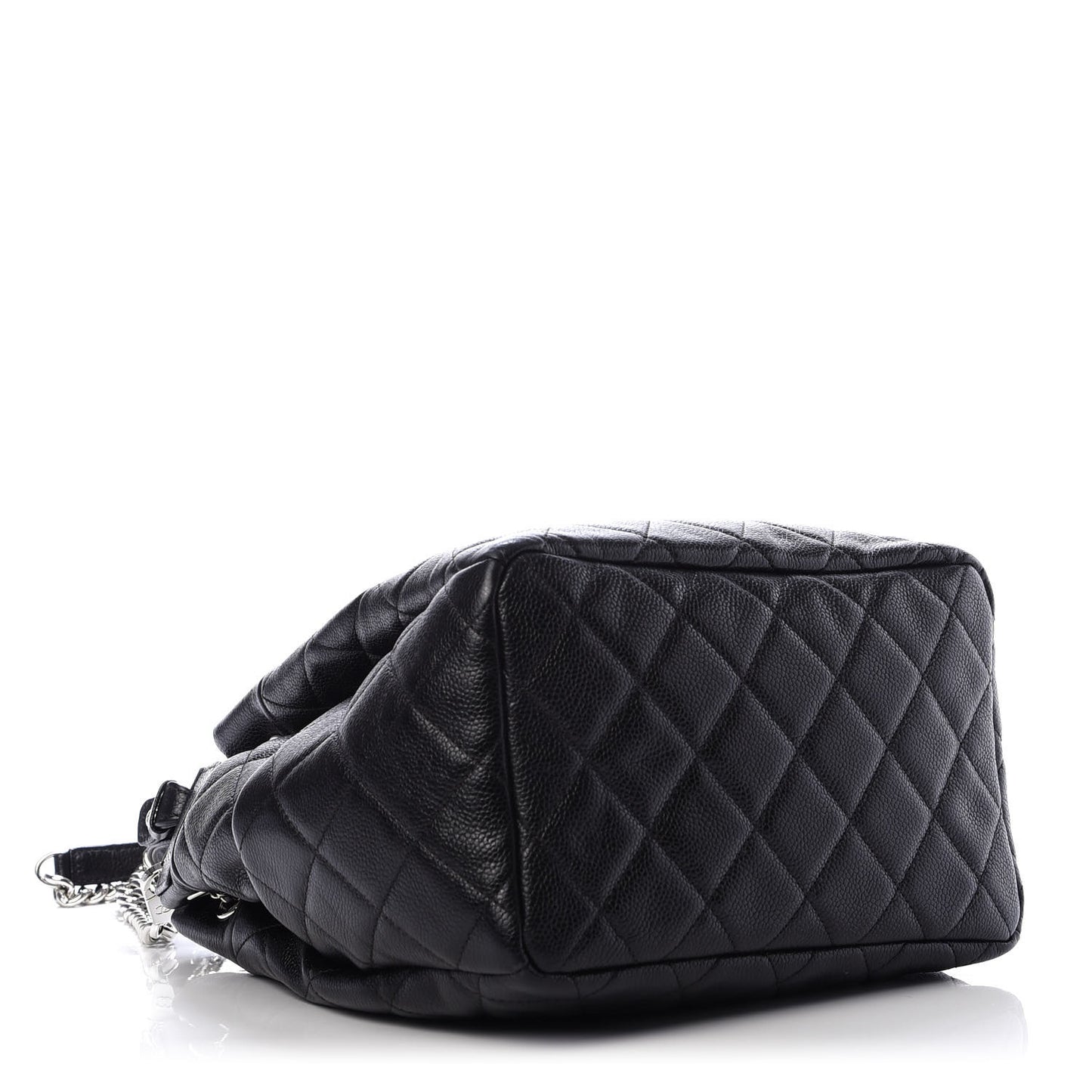 Caviar Quilted Small Chain Bucket Bag Black