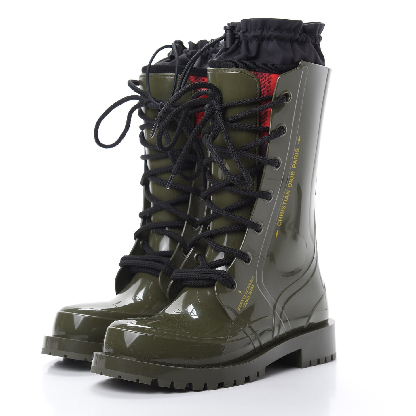 Shiny Rubber Diorcamp Low Boots 35 Military