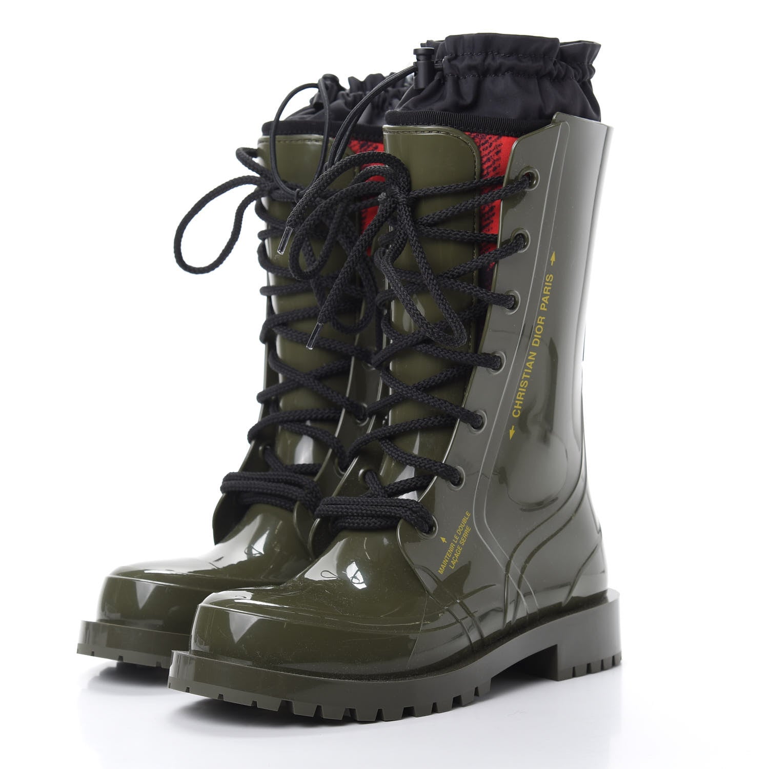 Christian Dior Shiny Rubber Diorcamp Low Boots 35 Military 3 of 6
