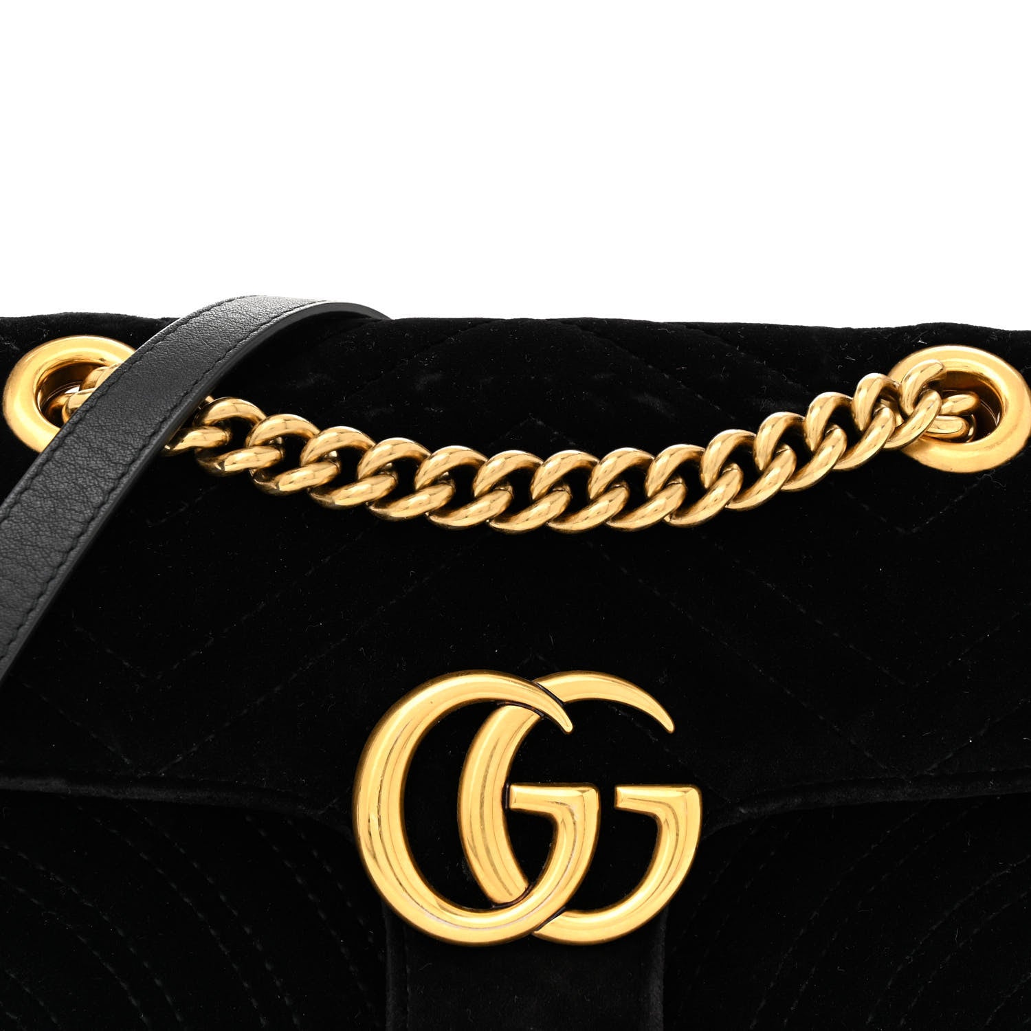 Gucci Velvet Matelasse Small GG Marmont Shoulder Bag Black 8 of 13