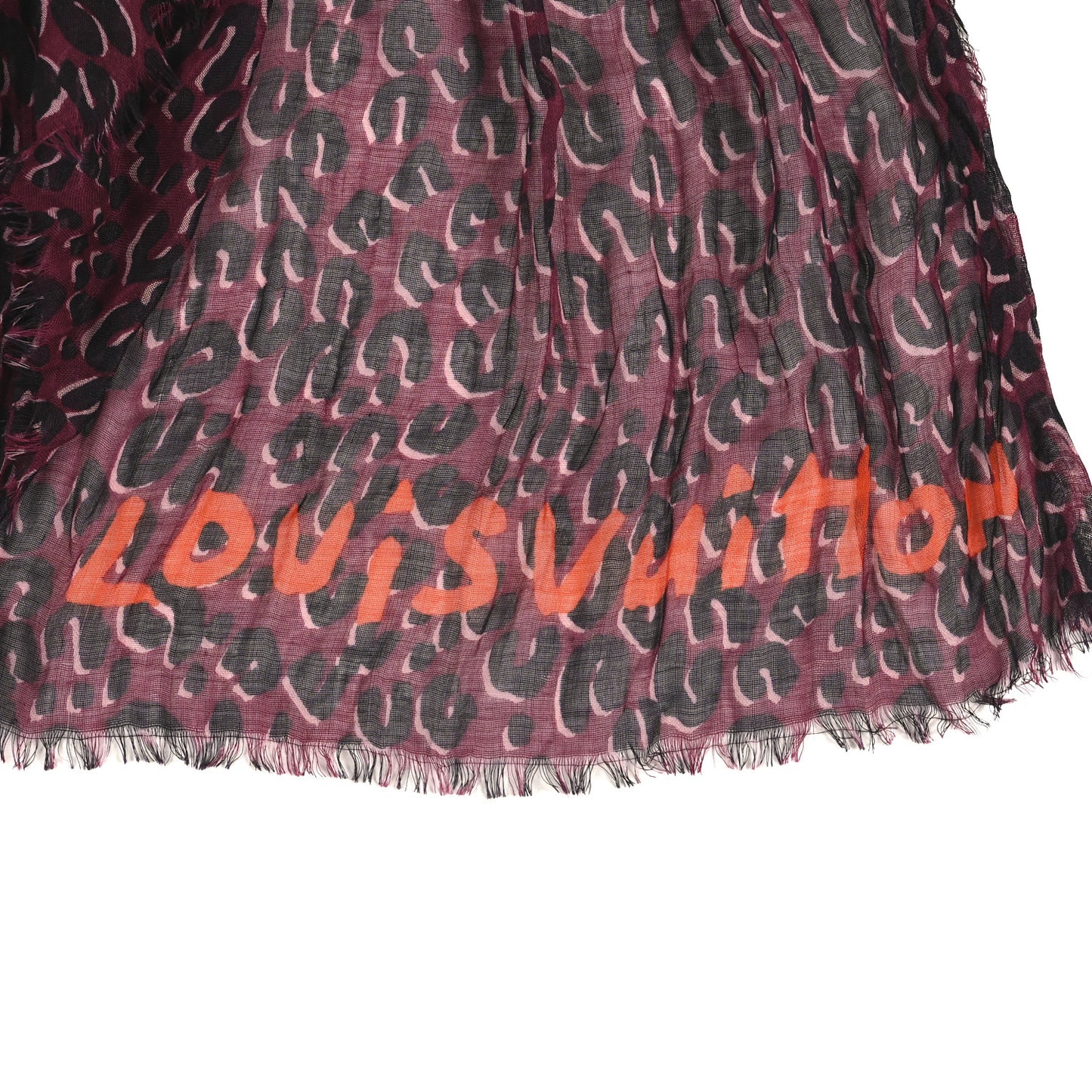 Cashmere Silk Leopard Etole Stole Dark Pink
