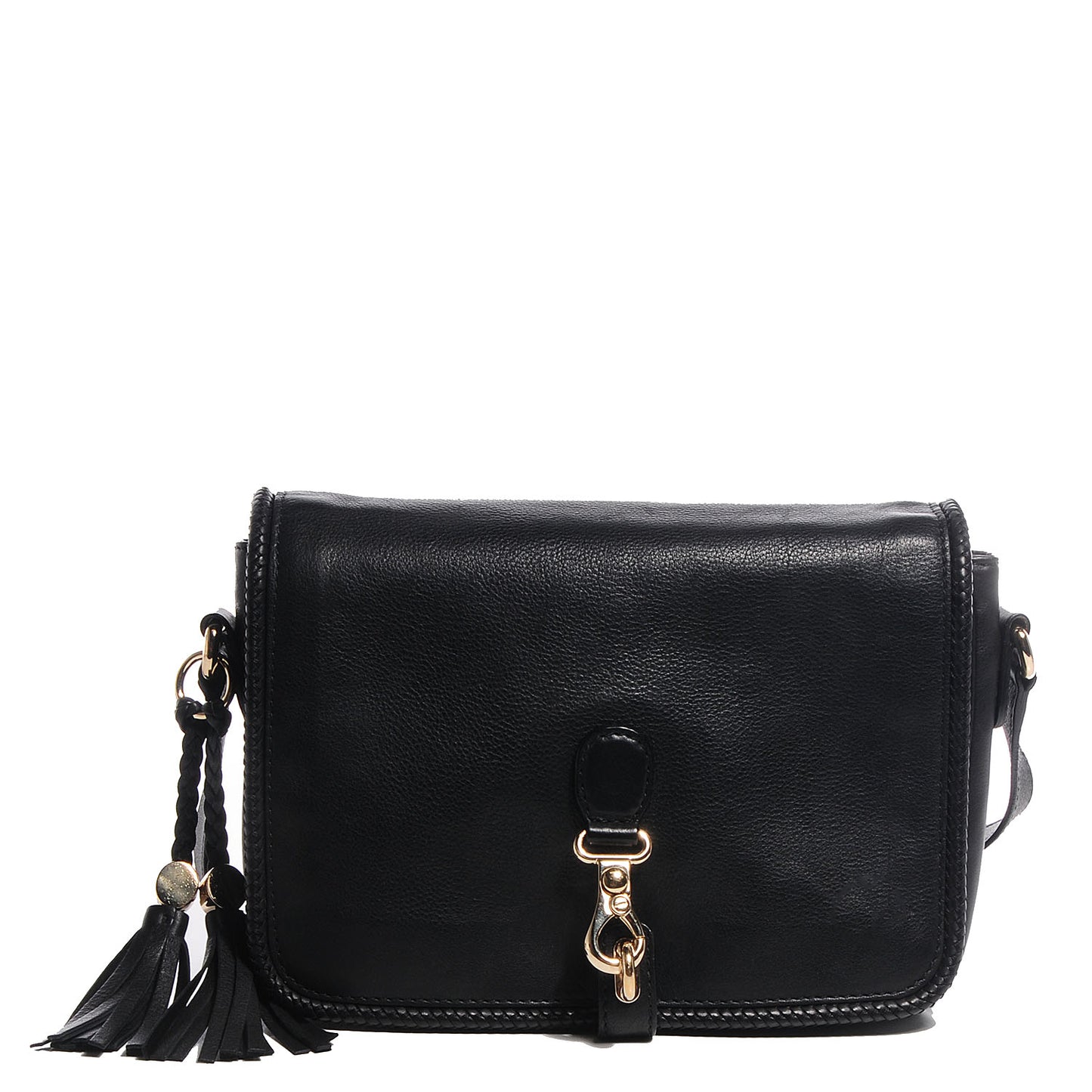 Grained Calfskin Medium Marrakech Flap Messenger Bag Black