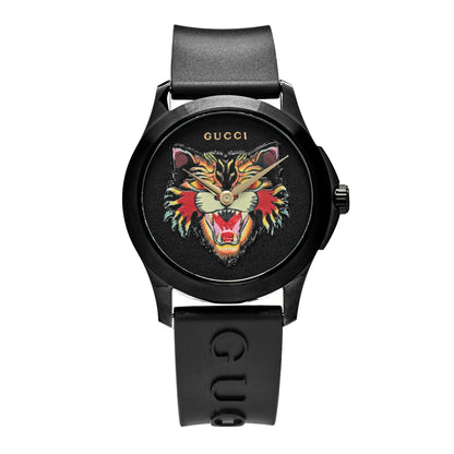 Gucci PVD Stainless Steel Rubber 38mm G-Timeless Angry Cat Quartz Watch Black 1 of 4